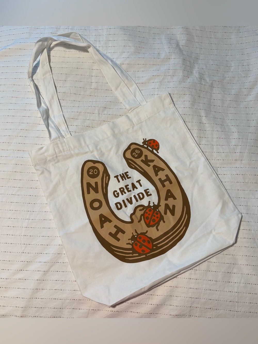 Noah Kahan The Great Divide Tour Tote Bag Horseshoe Lady Bugs Concert 2026